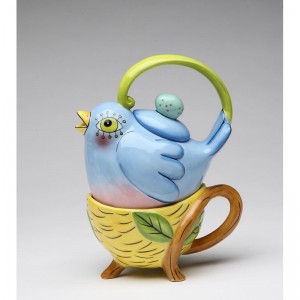 August Grove Gritton Bird Tea For One 0.28 -qt. Porcelain China Teapot Set SMOS1544